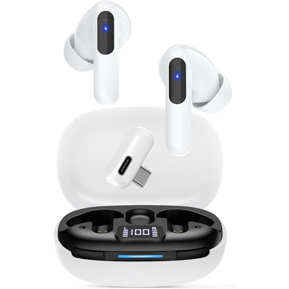 NIB RYR Wireless Gaming Earbuds White 2.4GHz Bluetooth LED Charging Case